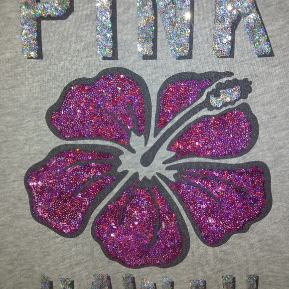 VS PINK Bling Hawaii Hoodie Full Zip with Large Pink Hibiscus GORGEOUS - Picture 2 of 11